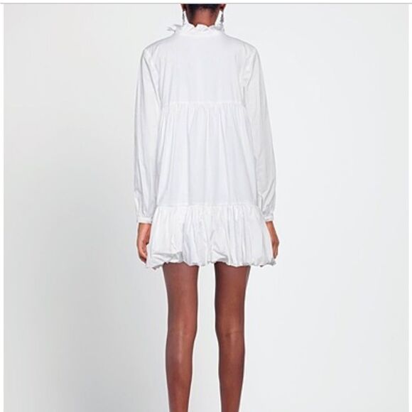 Bird & Knoll Bo Tiered Cotton Mini Dress in White Small - Picture 2 of 9